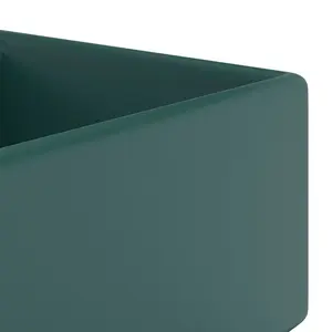 Belfry Bathroom Spurlock Ceramic Square Sink with Overflow Dark Green