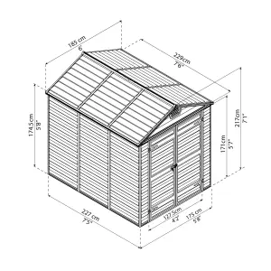 Palram - Canopia Skylight 8x6 ft Apex Dark grey 2 door Shed with floor