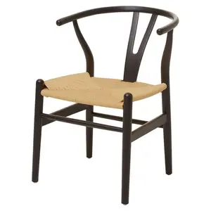 Wishbone Black Beechwood And Natural Hemp Weave Dining Chair