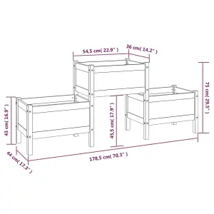 Berkfield Planter Honey Brown 178.5x44x75 cm Solid Wood Pine