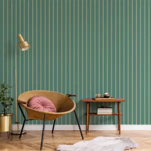 Galerie Botanica Green Classic Stripe Smooth Wallpaper