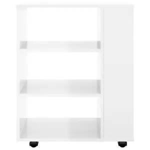 Berkfield Rolling Cabinet High Gloss White 60x35x75 cm Engineered Wood