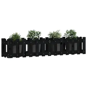 Berkfield Garden Raised Bed with Fence Design Black 150x30x30 cm Solid Wood Pine