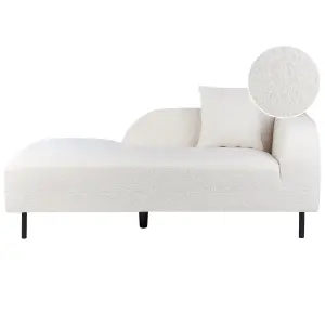 Right Hand Boucle Chaise Lounge White LE CRAU