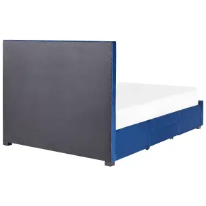 Velvet EU Double Bed with Storage Navy Blue LIEVIN