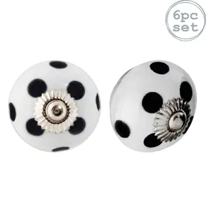 Nicola Spring - Round Ceramic Cabinet Knobs - Spot - Pack of 6