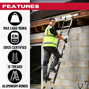 Excel 12 Tread Steel Multi-Purpose Combination Ladder with Platform