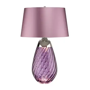 Table Lamp Heather Shade Plum tinted Glass / Heather Shade LED E27 60W Bulb