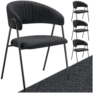 Dining Chair Bedano - padded, woven fabric armchair, 150 kg load capacity - black