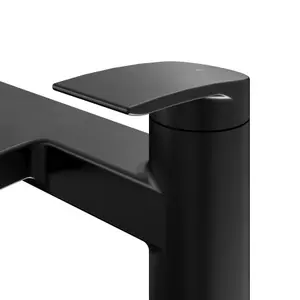 GoodHome Kariya Matt Black Deck-mounted Manual Double Bath Filler Tap