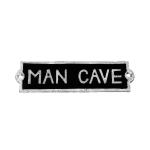 Man Cave Cast Iron Sign Plaque Wall Fence Gate Post House Workshop Garage