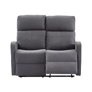 2 Seater Manual Reclining Sofa in Dark Grey Fabric - Parma