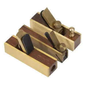 Sealey Mini Brass Plane Set Bull Nose Block Scraper Detailed Trimming 3pc MBP03