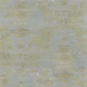 Galerie Classic Silks 3 Blue Vintage Effect Floral Damask Smooth Wallpaper