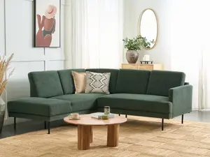 Right-Hand Corner Sofa BREDA Dark Green Fabric Right Hand