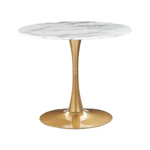 Althrop Pedestal Dining Table Marble Effect White / Black