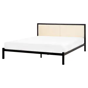 Metal EU King Size Bed Black and Light Beige CLAMART