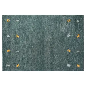 Wool Gabbeh Area Rug 140 x 200 cm Green CALTI