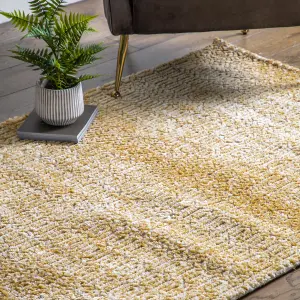 Camphills Ochre Patterned Medium Rug, (L)170cm x (W)120cm