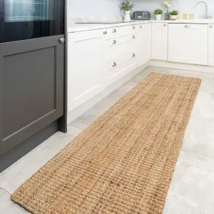 Handwoven Natural Chunky Jute Living Area Runner Rug 70x240cm