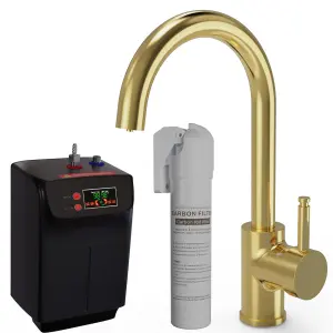 Liquida BHT311BR 3 In 1 Brushed Brass Kitchen Instant Boiling Hot Water Tap