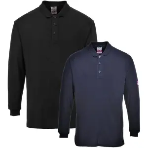 Portwest Flame Resistant Anti-Static Long Sleeve Polo Shirt