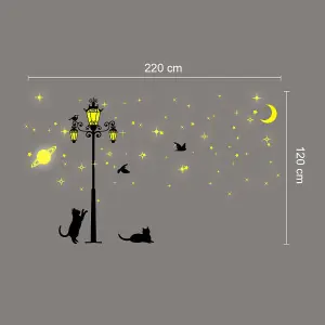 Walplus Wall Sticker Moon Stars and Glow In Dark Street Light Art DIY KIDS Room Glow in Dark Stickers Stock Clearance