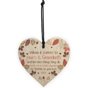 Nan And Grandad Gift For Birthday Christmas Wooden Heart Grandchildren Gift