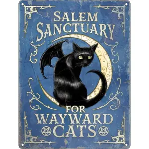 Grindstore Salem Sanctuary For Wayward Cats Plaque Blue/Black/Gold (One Size)