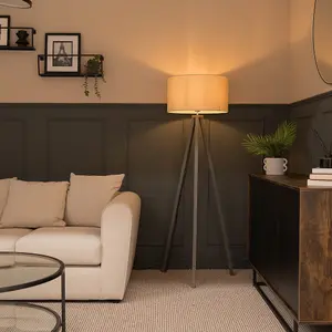 ValueLights Barbro Modern Grey Wood Tripod Floor Lamp Base