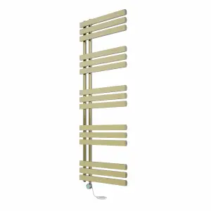 Rinse Bathrooms Designer Electric Thermostatic Heated Towel Rail D Shape Bathroom Radiator Warmer 1600x600mm Brushed Brass