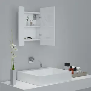 Berkfield LED Bathroom Mirror Cabinet High Gloss White 40x12x45 cm