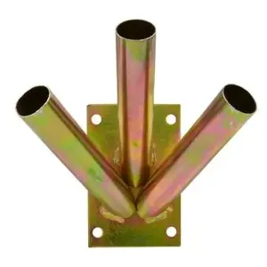 Triple Flag Pole Holder - Wall Mounted Flag Pole Bracket, Galvanised (Gold), Rust and Weather Resistant, Heavy Duty