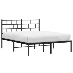 Berkfield Metal Bed Frame with Headboard Black 140x190 cm