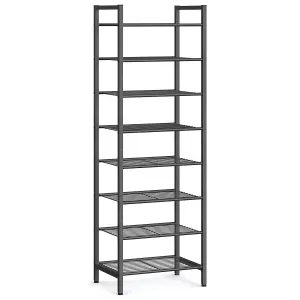 SONGMICS 8-Tier Slim Shoe Rack,Storage Organiser Stand,16-24 Pairs of Shoes,Space-Saving with Large Capacity,Vertical Metal Shelf