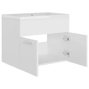 Berkfield Sink Cabinet with Built-in Basin White Engineered Wood