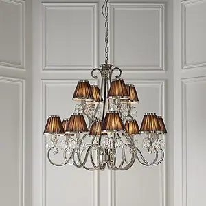 Luminosa Oksana 12 Light Multi Arm Chandelier Polished Nickel Plate Finish, E14