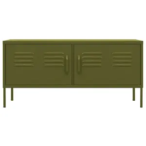 Berkfield TV Cabinet Olive Green 105x35x50 cm Steel