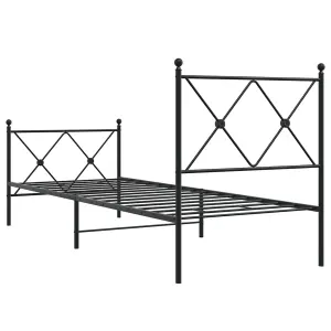 Berkfield Metal Bed Frame without Mattress with Footboard Black 75x190cm