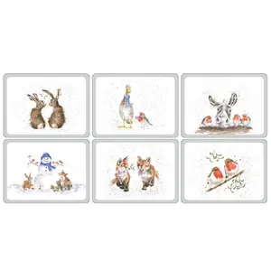 Wrendale Designs 6 Piece Christmas Placemats Set