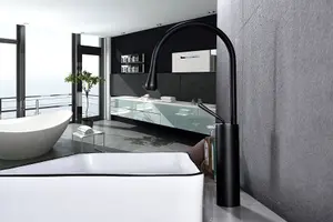 Tall Body Black Bathroom Basin Faucet