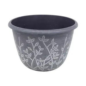 25cm Pot Serenity Planter Grey With White Wash Effect Plant Flower Garden Patio