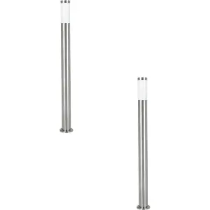 2 PACK IP44 Outdoor Bollard Light Stainless Steel 12W E27 1100mm Driveway Post