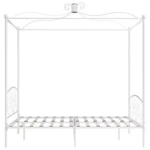 Berkfield Canopy Bed Frame White Metal 180x200 cm 6FT Super King