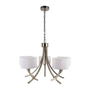 Justina Antique Brass 5 Light Chandelier