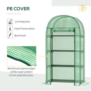 Outsunny 80 x 49 x 160cm Mini Greenhouse Portable Green House with Shelf Green