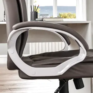 Vida Designs Charlton Brown Executive Office Computer Chair Adjustable Swivel PU Faux-Leather