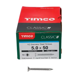 TIMCO Classic Multi-Purpose Countersunk A2 Stainless Steel Woodcrews - 5.0 x 50 (200pcs)