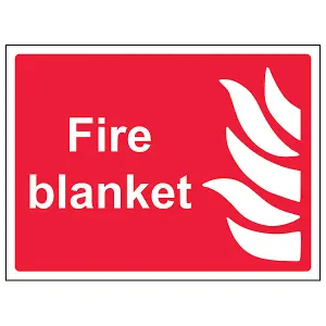 Fire Blanket Equipment Safety Sign - Rigid Plastic - 200x150mm (x3)