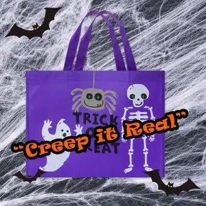 Halloween Shopper Bag Trick or Treat 40cm x 32cm Purple Trick Or Treat